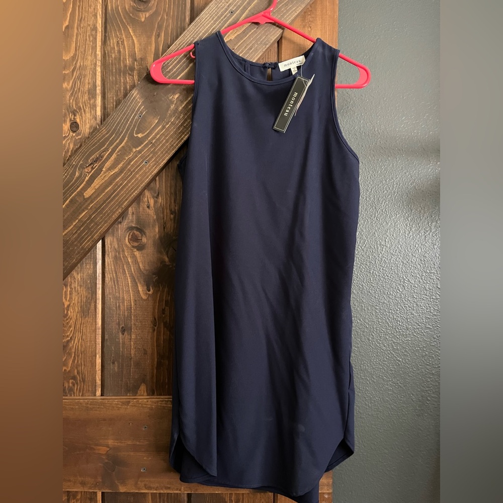 Brand new with tag. Navy Blue Sleeveless Dress